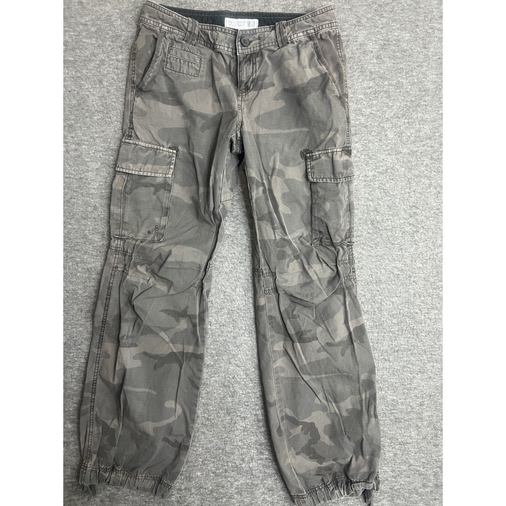 Ralph Lauren Polo Jeans Co Women's Camo Ripstop Cargo Pants Drawstring Hem Sz 2
